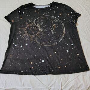 Woman's,Black ,Celestial Graphic T-Shirt, Size XL